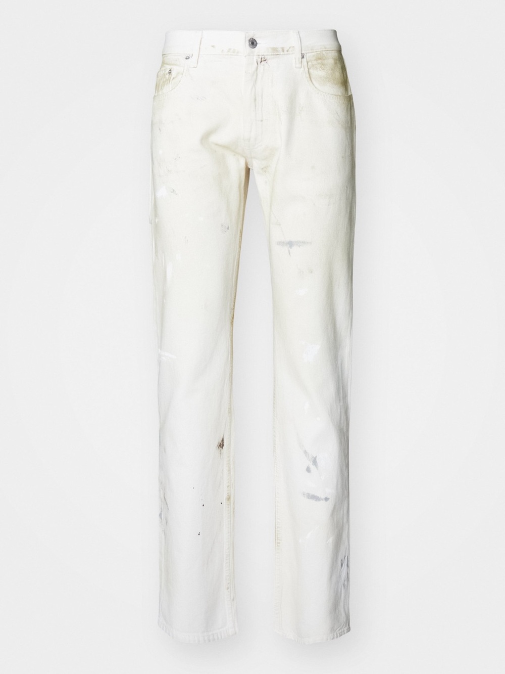 Helmut Lang Off-White Straight-Leg Jeans with Subtle Paint Detail